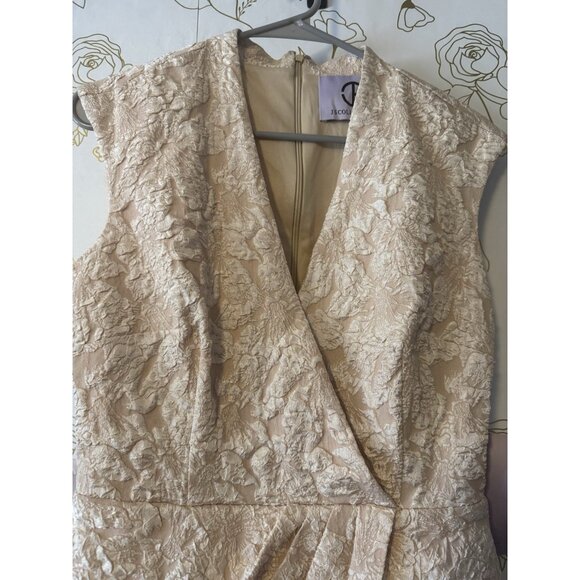 New JS Collections Dress Size 4 Champagne Emery Faux Wrap Cocktail 045 - Picture 5 of 10